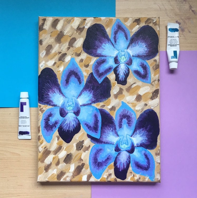 Blue Dendrobium Orchids Painting