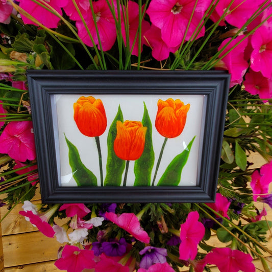 Orange Tulip Framed Painting