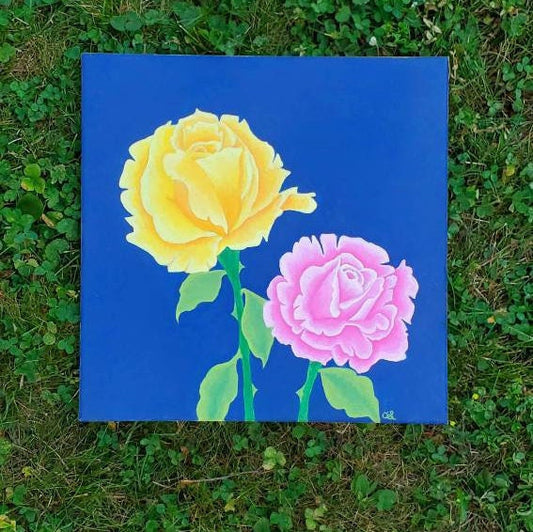 Yellow and Pink Roses Painting