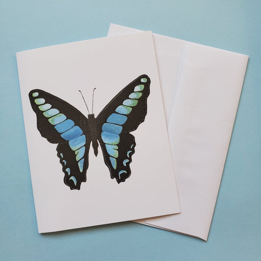Blue Triangle Butterfly Greeting Card