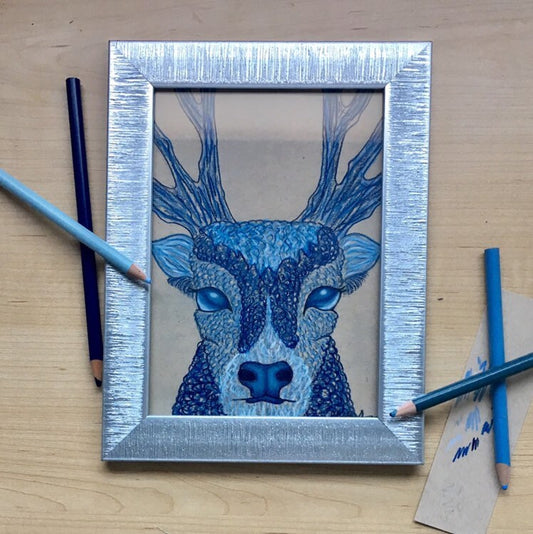 Frosted Deer- Blue Christmas Collection