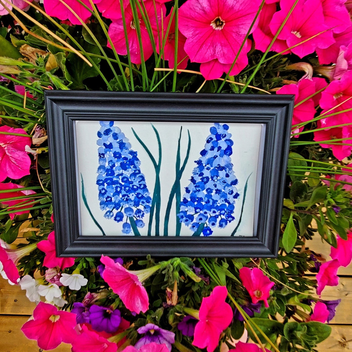 Grape Hyacinth Flower Framed Painting