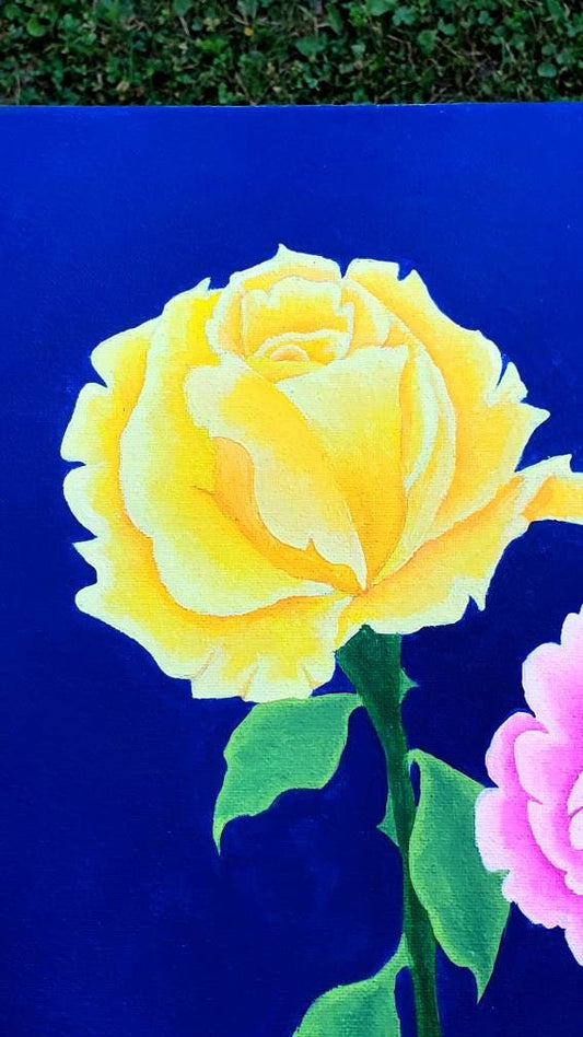 Yellow and Pink Roses Painting