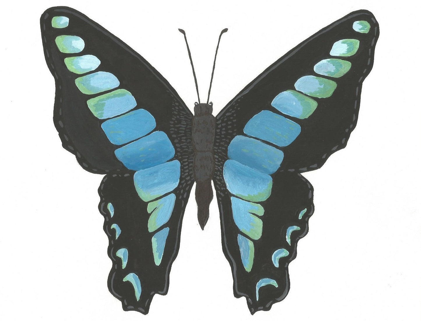 Blue Triangle Butterfly Print