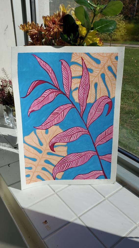 Tropical leaf painting