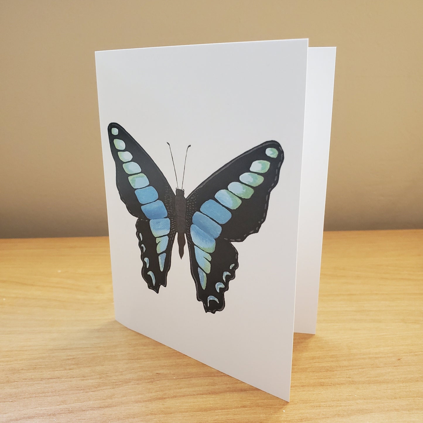 Blue Triangle Butterfly Greeting Card